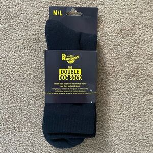 Dr Martens Unisex “The Double Doc Sock” (Size M/L - *9-14*) Black Cotton 1 Pair